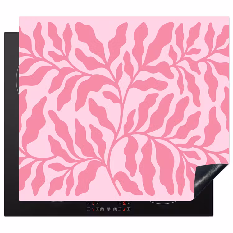 Planten - Organisch - Abstract - Modern - Roze Inductie beschermer vinyl 3mm middel -3d