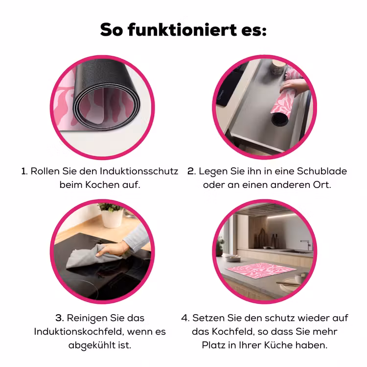 Planten - Organisch - Abstract - Modern - Roze Inductie beschermer vinyl 3mm middel -zzzzzzz-lf-werking