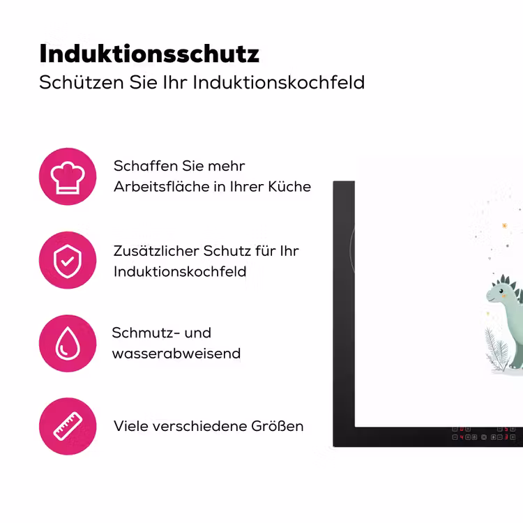 Planten - Sterren - Dinosaurussen - Oranje Inductie beschermer vinyl 3mm klein -zzzzzzz-lf-ups