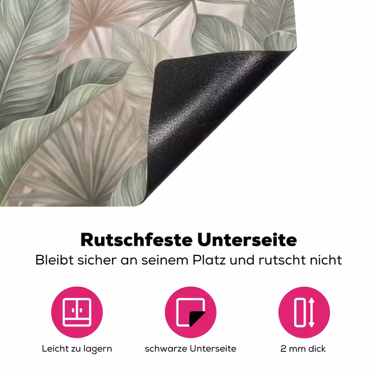 Planten - Tropisch - Bladeren - Groen - Natuur Inductie beschermer vinyl 3mm klein -zzzzzzz-lf-onderkant