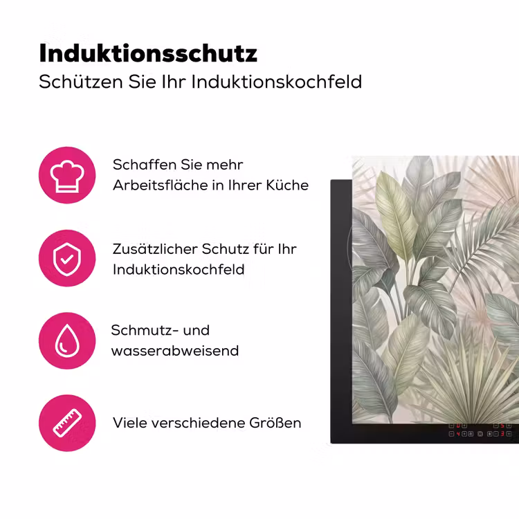 Planten - Tropisch - Bladeren - Groen - Natuur Inductie beschermer vinyl 3mm klein -zzzzzzz-lf-ups