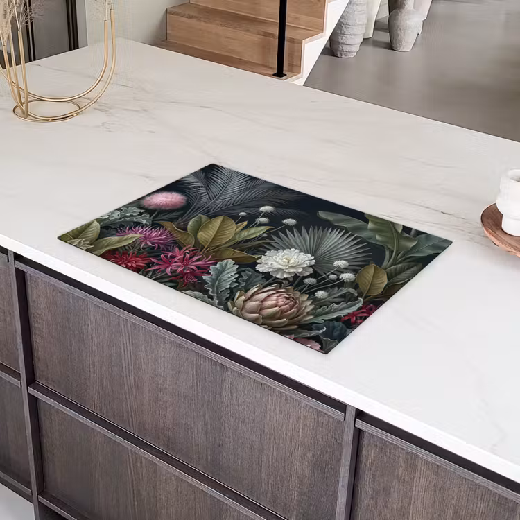 Planten - Tropisch - Botanisch - Donker - Groen Inductie beschermer vinyl 3mm klein -sfeer8