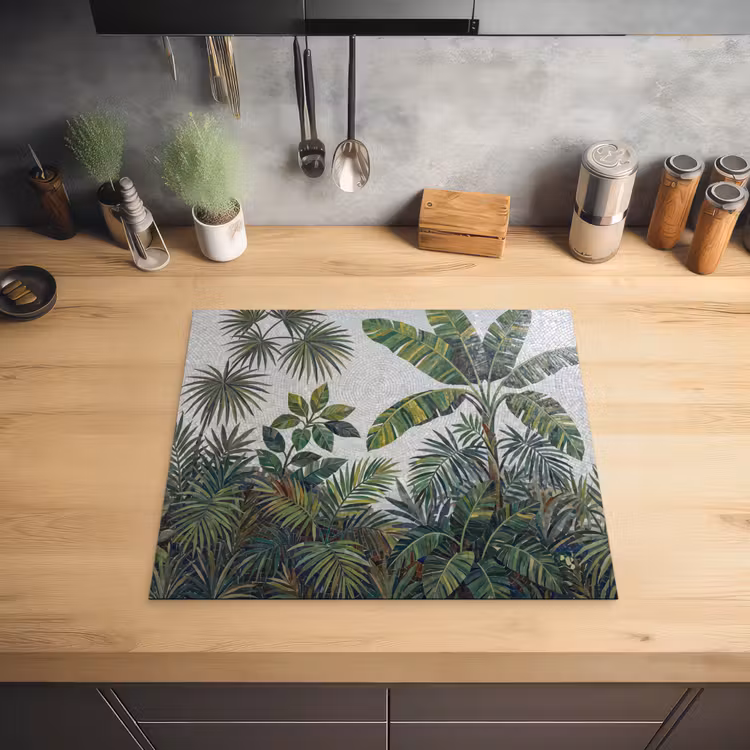 Planten - Tropisch - Mozaïek - Groen - Natuur Inductie beschermer vinyl 3mm middel -sfeer5