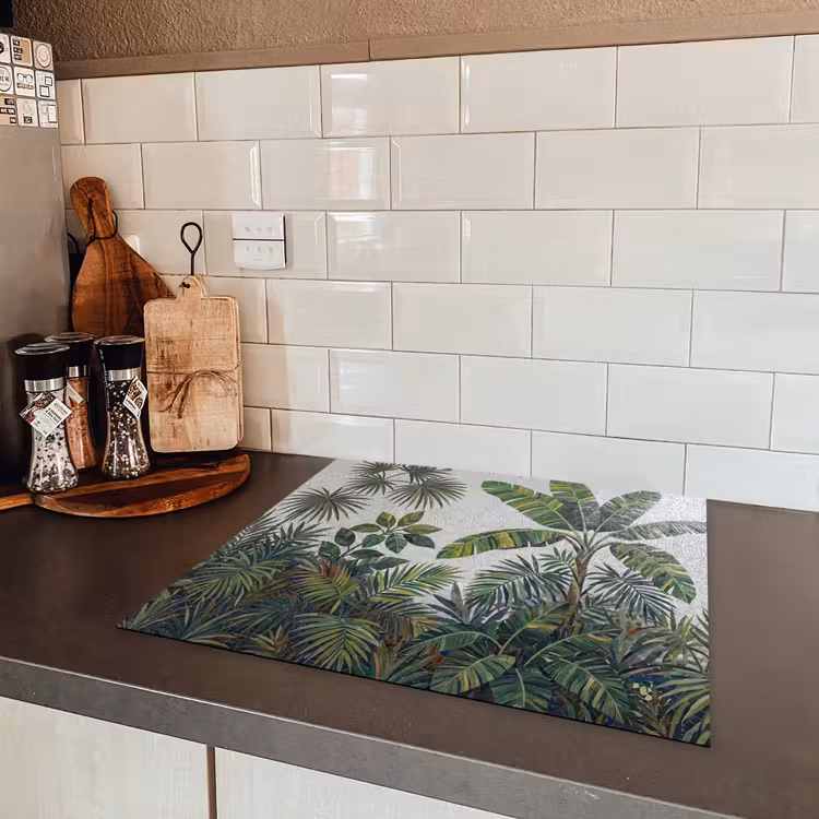 Planten - Tropisch - Mozaïek - Groen - Natuur Inductie beschermer vinyl 3mm middel -sfeer3