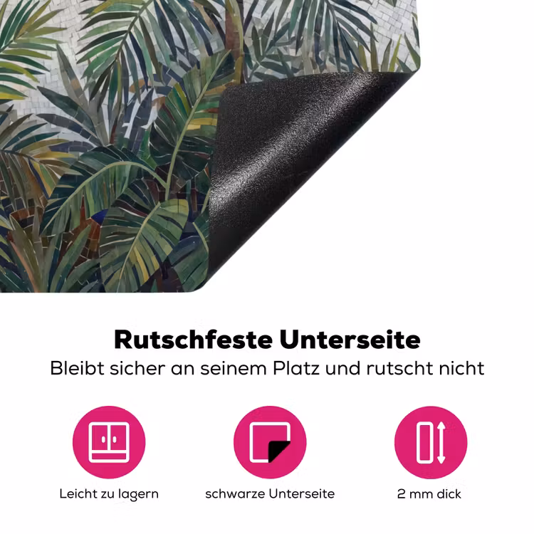 Planten - Tropisch - Mozaïek - Groen - Natuur Inductie beschermer vinyl 3mm middel -zzzzzzz-lf-onderkant