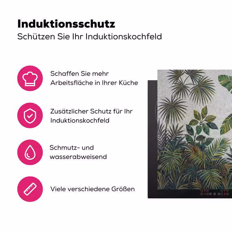 Planten - Tropisch - Mozaïek - Groen - Natuur Inductie beschermer vinyl 3mm middel -zzzzzzz-lf-ups