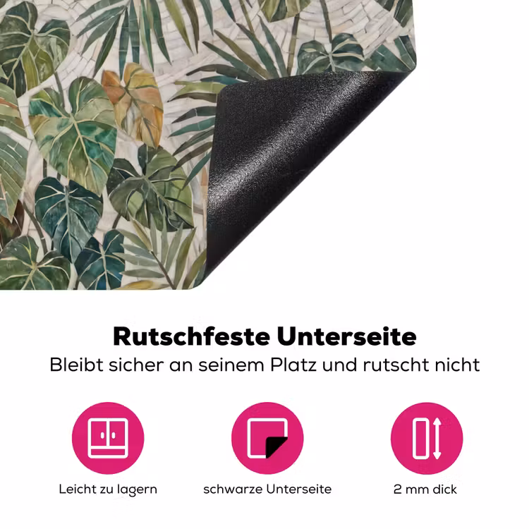Planten - Tropisch - Mozaïek - Natuur - Groen Inductie beschermer vinyl 3mm middel -zzzzzzz-lf-onderkant