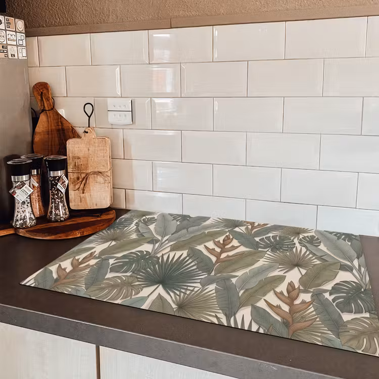 Planten - Tropisch - Natuur - Illustratie - Groen Inductie beschermer vinyl 3mm klein -sfeer3