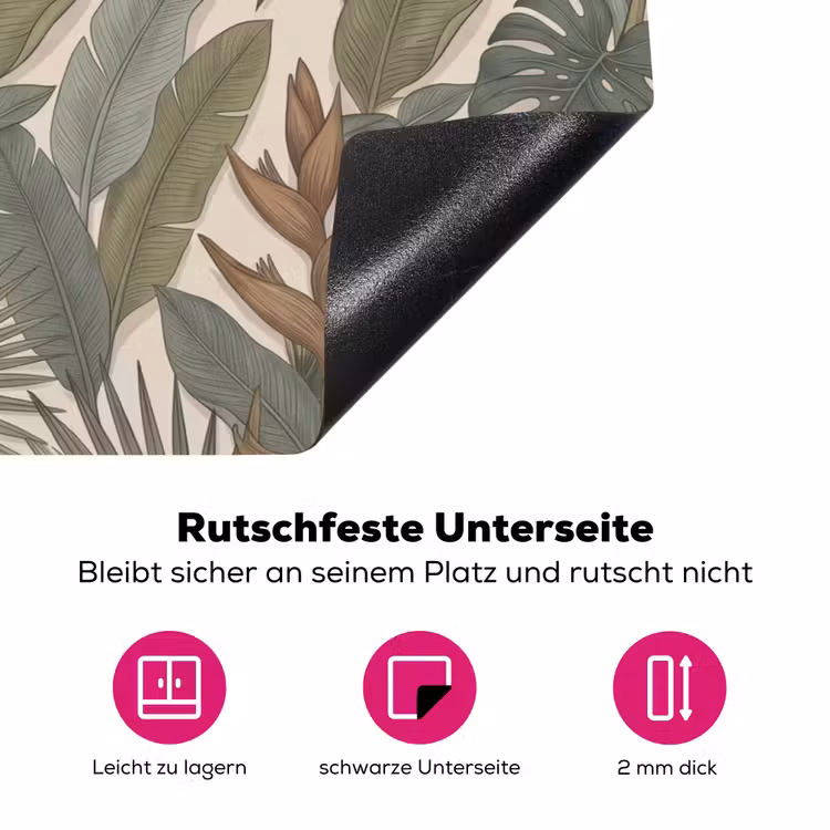 Planten - Tropisch - Natuur - Illustratie - Groen Inductie beschermer vinyl 3mm klein -zzzzzzz-lf-onderkant
