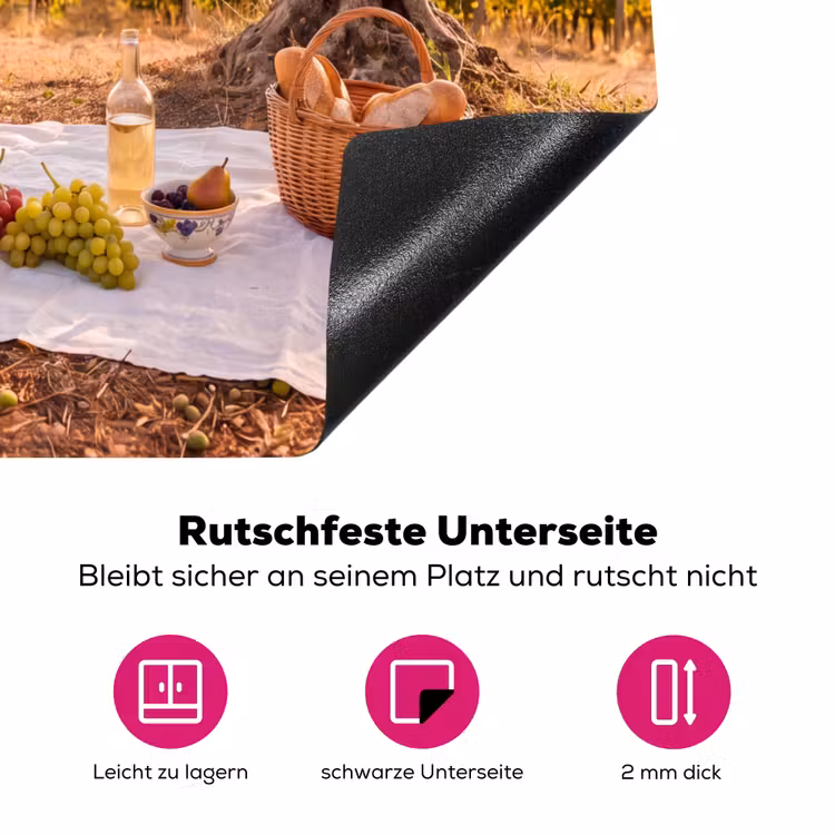 Picknick - Wijngaard - Landschap - Zomer - Eten Inductie beschermer vinyl 3mm middel -zzzzzzz-lf-onderkant