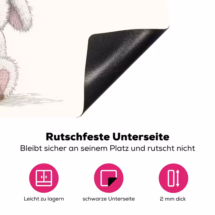 Paddenstoel - Konijn - Roze Inductie beschermer vinyl 3mm klein -zzzzzzz-lf-onderkant