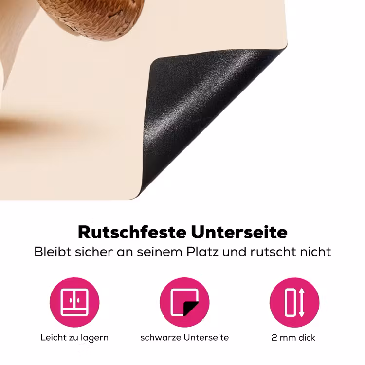 Champignons - Zacht - Beige Inductie beschermer vinyl 3mm klein -zzzzzzz-lf-onderkant