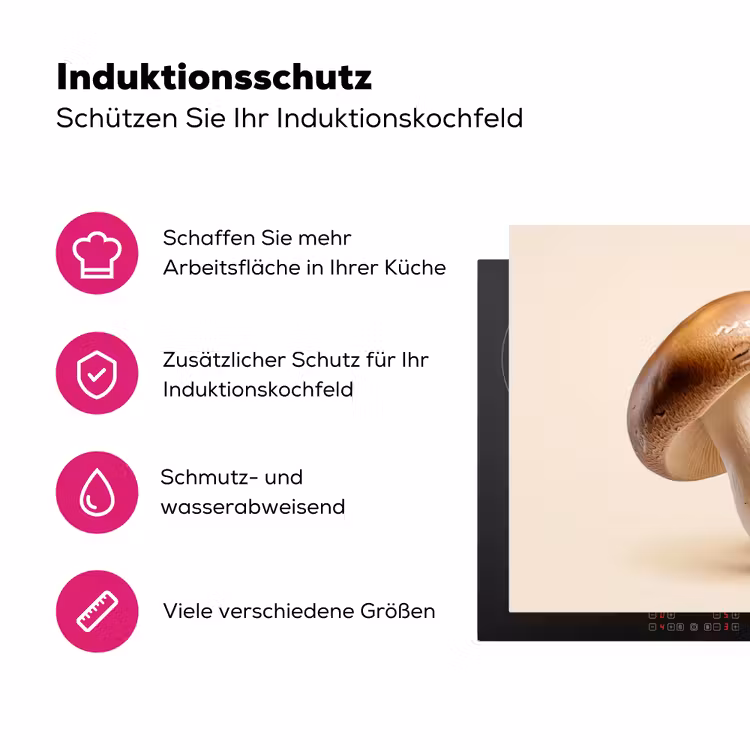 Champignons - Zacht - Beige Inductie beschermer vinyl 3mm klein -zzzzzzz-lf-ups