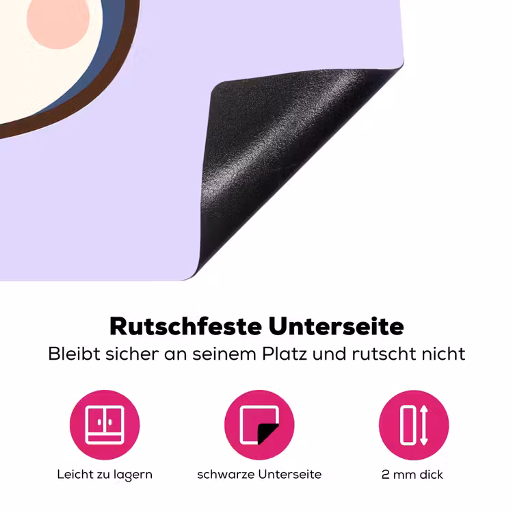Pinguïn - Paars - Schattig Inductie beschermer vinyl 3mm klein -zzzzzzz-lf-onderkant