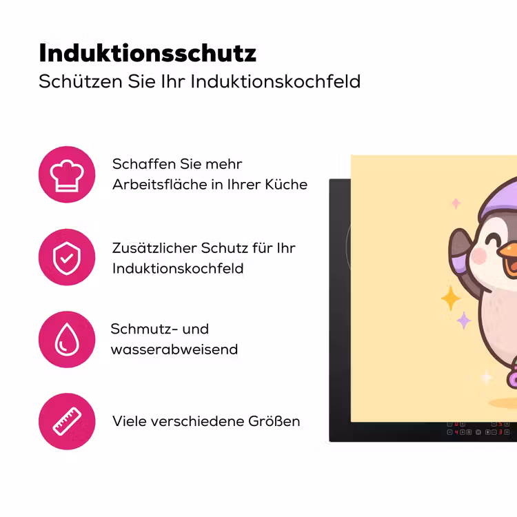 Pinguïn - Rolschaatsen - Geel - Energiek Inductie beschermer vinyl 3mm klein -zzzzzzz-lf-ups