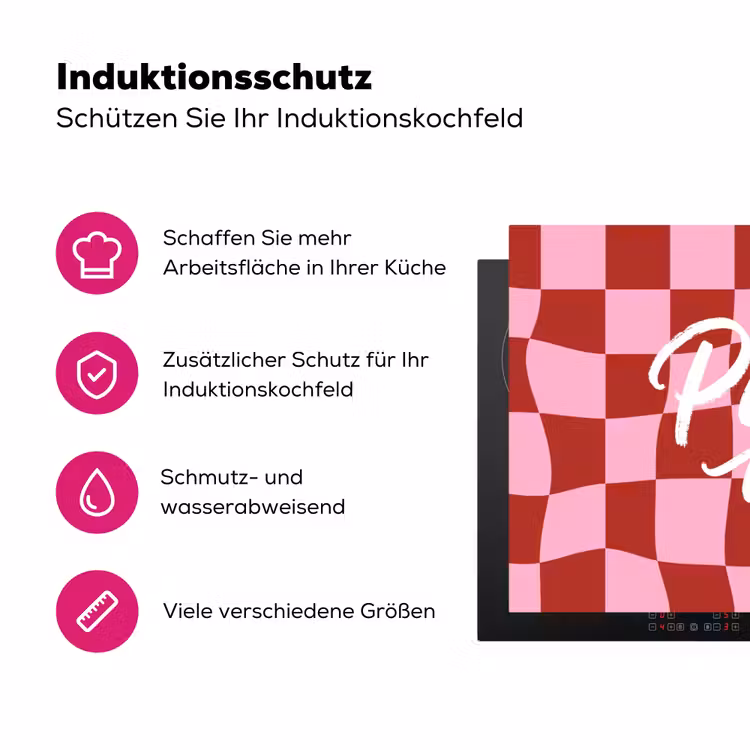 Pinky up - Geblokt - Bordeauxrood Inductie beschermer vinyl 3mm klein -zzzzzzz-lf-ups