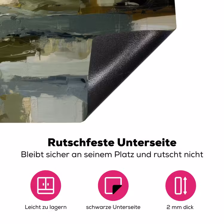 Penseelstreken - Groen - Abstract - Japandi Inductie beschermer vinyl 3mm klein -zzzzzzz-lf-onderkant