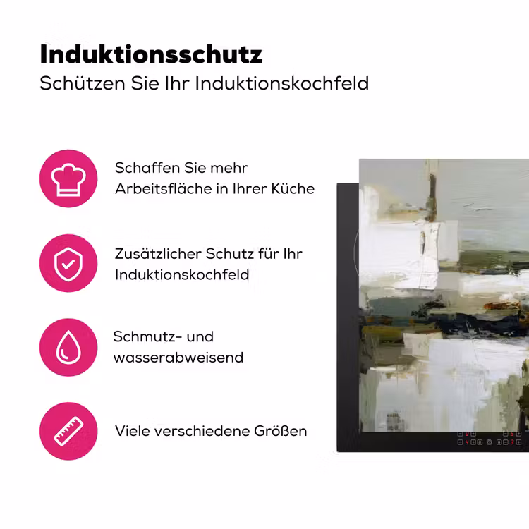 Penseelstreken - Groen - Abstract - Japandi Inductie beschermer vinyl 3mm klein -zzzzzzz-lf-ups