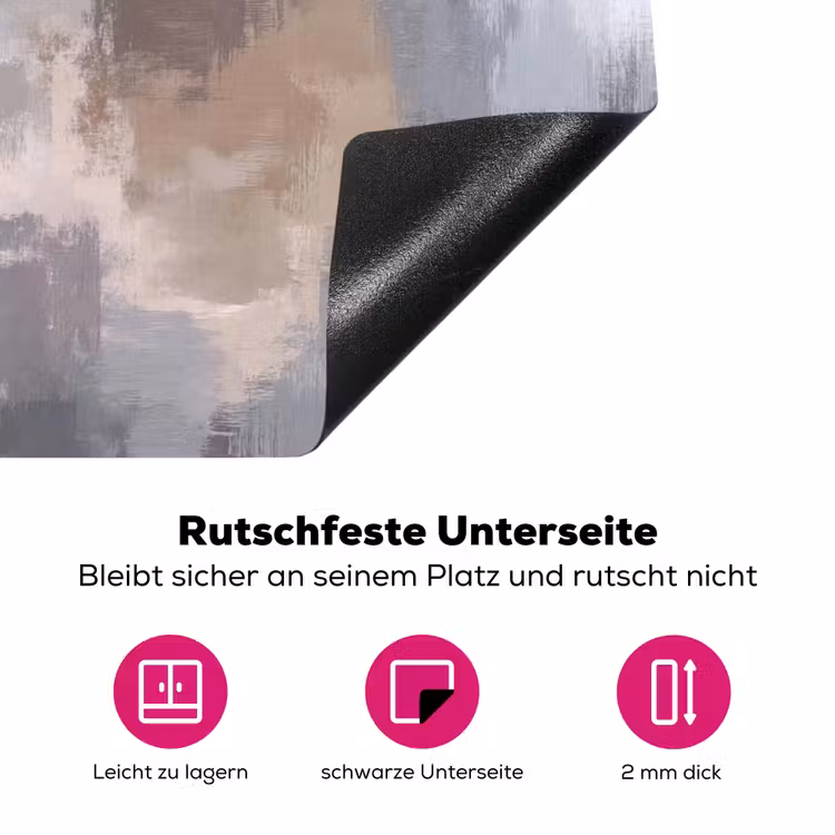 Penseelstreken - Schilderij - Beige Inductie beschermer vinyl 3mm klein -zzzzzzz-lf-onderkant