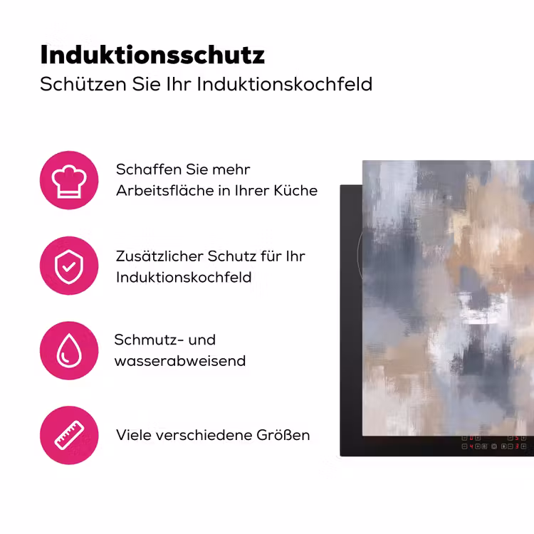 Penseelstreken - Schilderij - Beige Inductie beschermer vinyl 3mm klein -zzzzzzz-lf-ups