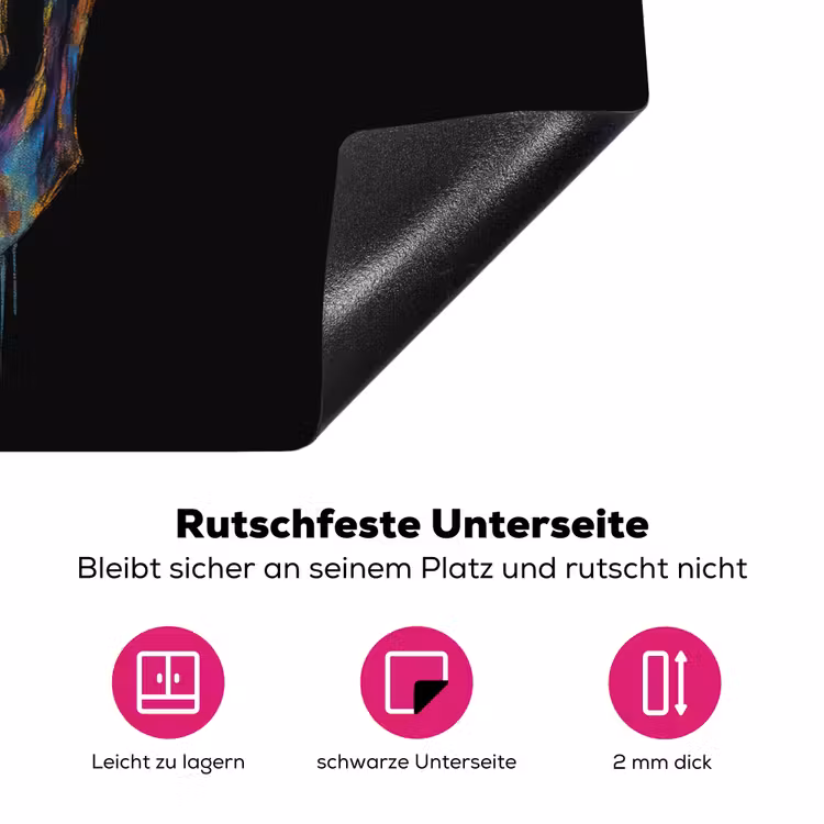 Penseelstreken - Schedel - Kleurrijk - Abstract Inductie beschermer vinyl 3mm klein -zzzzzzz-lf-onderkant