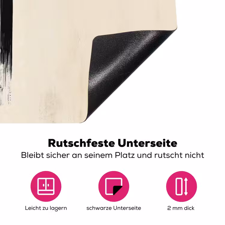 Penseelstreken - Verticaal - Zwart Inductie beschermer vinyl 3mm klein -zzzzzzz-lf-onderkant