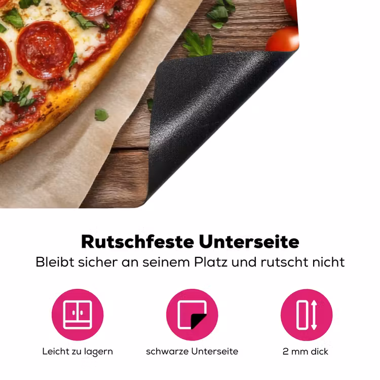 Pizza - Hart - Pepperoni - Tomaat Inductie beschermer vinyl 3mm klein -zzzzzzz-lf-onderkant