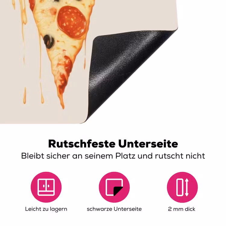 Pizza - Kaas - Pepperoni Inductie beschermer vinyl 3mm klein -zzzzzzz-lf-onderkant