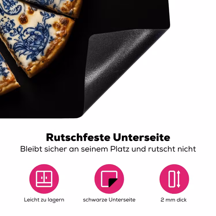 Pizza - Eten - Delftsblauw Inductie beschermer vinyl 3mm klein -zzzzzzz-lf-onderkant