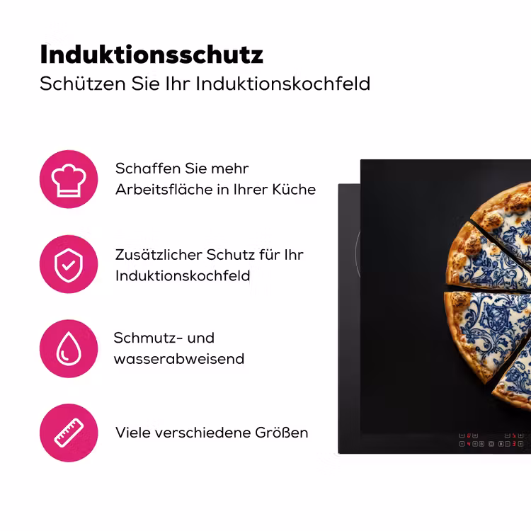 Pizza - Eten - Delftsblauw Inductie beschermer vinyl 3mm klein -zzzzzzz-lf-ups
