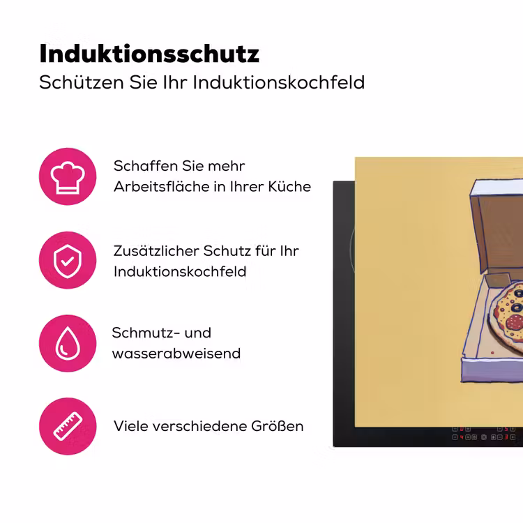 Pizza - Doos - Salami - Illustratie Inductie beschermer vinyl 3mm klein -zzzzzzz-lf-ups