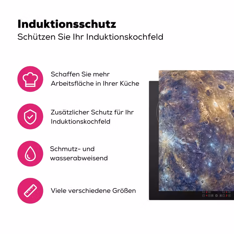 Herdabdeckplatte - Planet – Krater – Weltraum - Planeet - Kraters - Ruimte Inductie beschermer vinyl 3mm middel