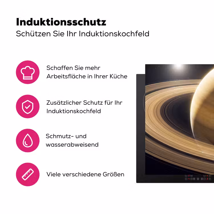 Herdabdeckplatte - Planet – Ringe – Weltraum - Planeet - Ringen - Ruimte Inductie beschermer vinyl 3mm middel