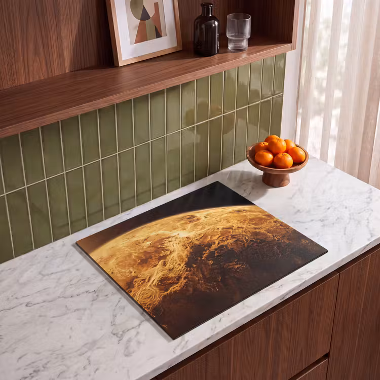 Herdabdeckplatte - Planet – Weltraum – Orange - Planeet - Ruimte - Oranje Inductie beschermer vinyl 3mm middel