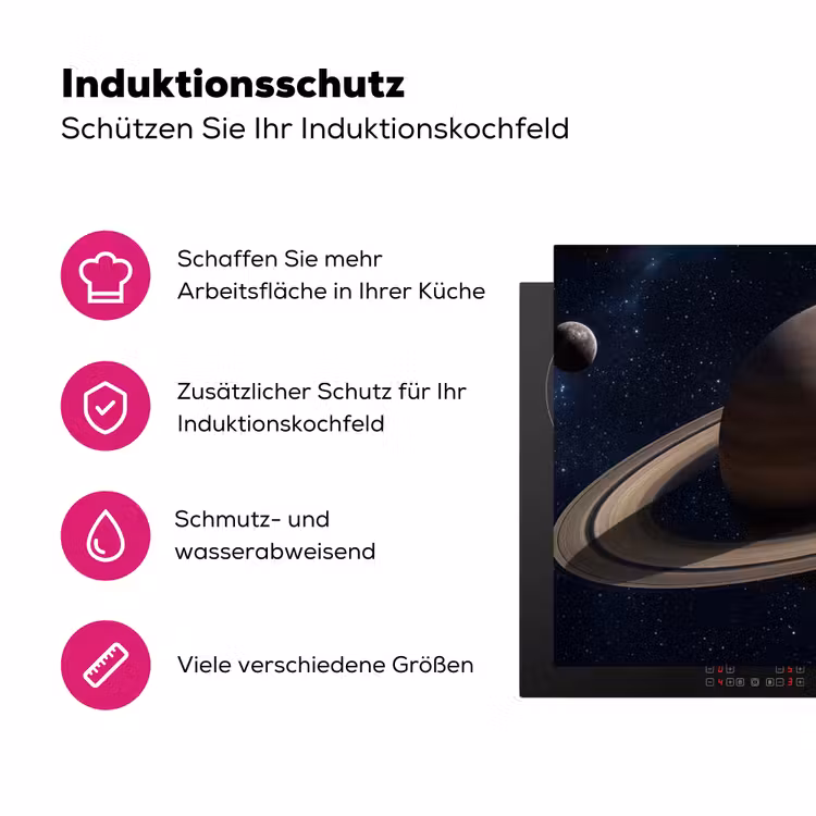 Planeten - Saturnus - Ruimte Inductie beschermer vinyl 3mm klein -zzzzzzz-lf-ups