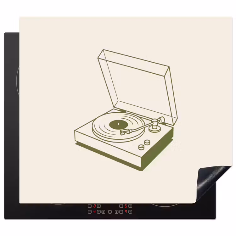 Platenspeler - Vinyl - Muziek - Minimalistisch - Groen Inductie beschermer vinyl 3mm middel -3d