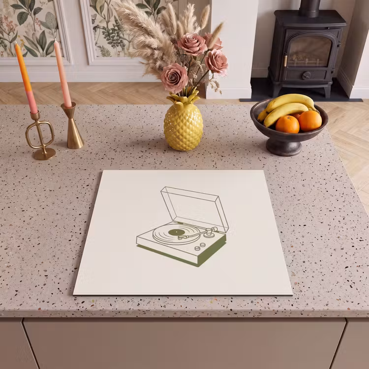 Platenspeler - Vinyl - Muziek - Minimalistisch - Groen Inductie beschermer vinyl 3mm middel -sfeer3