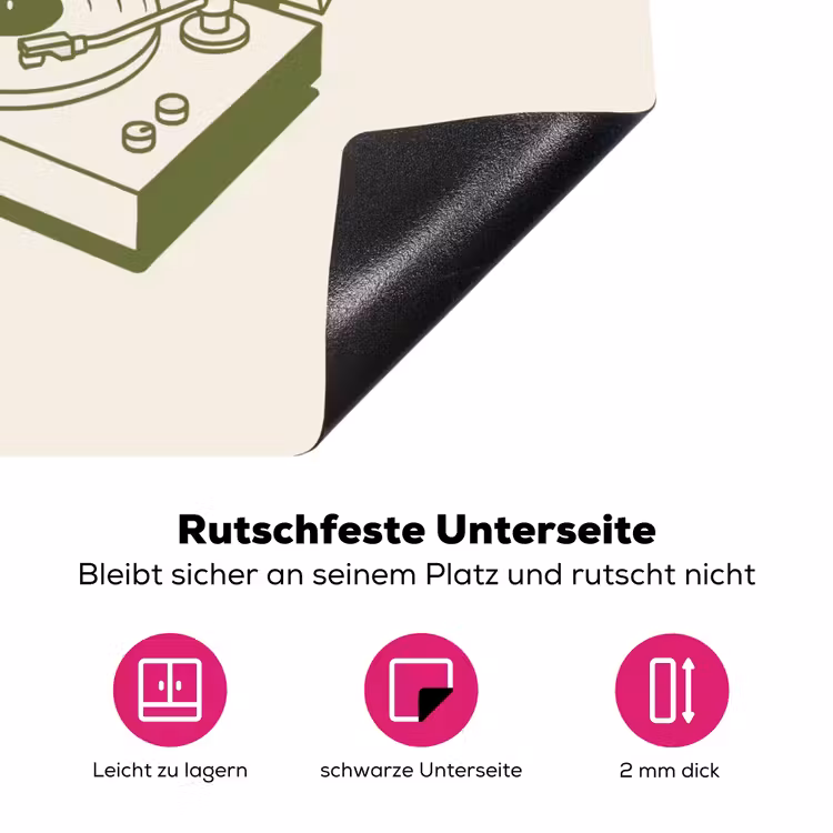 Platenspeler - Vinyl - Muziek - Minimalistisch - Groen Inductie beschermer vinyl 3mm middel -zzzzzzz-lf-onderkant
