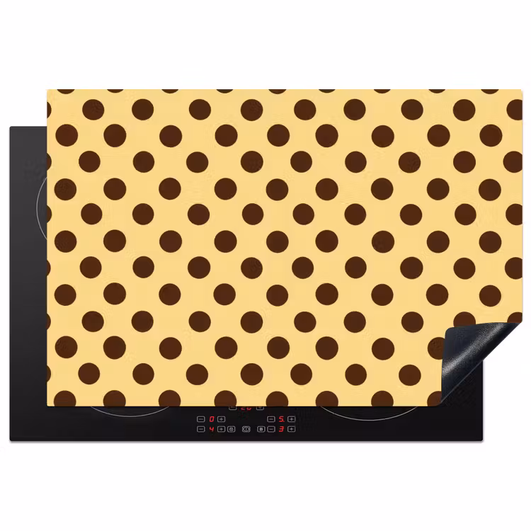 Polka Dot - Stippen - Retro - Geel - Bruin Inductie beschermer vinyl 3mm klein 276 -3d