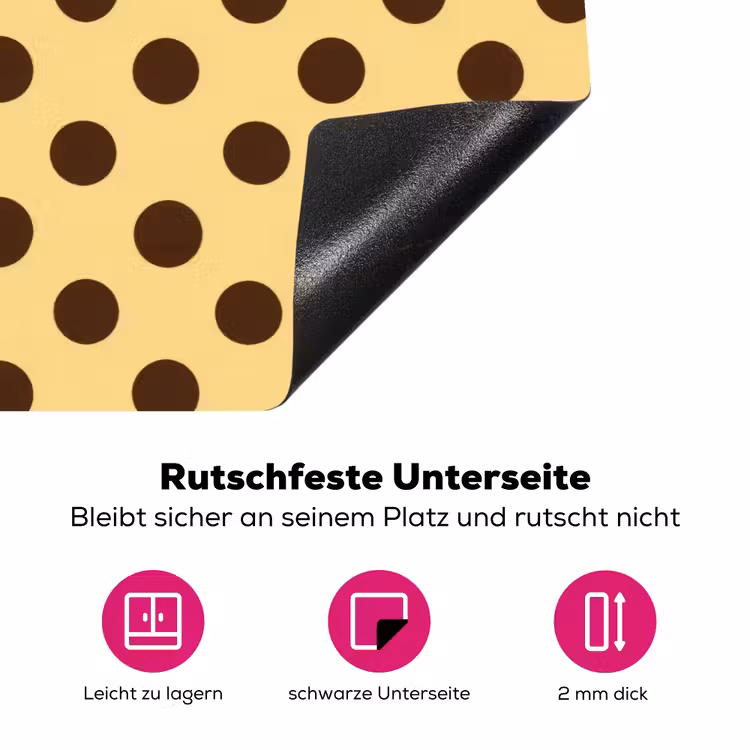 Polka Dot - Stippen - Retro - Geel - Bruin Inductie beschermer vinyl 3mm klein 276 -zzzzzzz-lf-onderkant