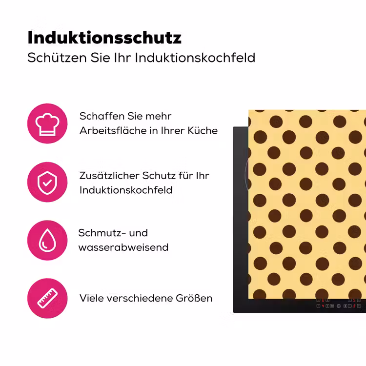 Polka Dot - Stippen - Retro - Geel - Bruin Inductie beschermer vinyl 3mm klein 276 -zzzzzzz-lf-ups