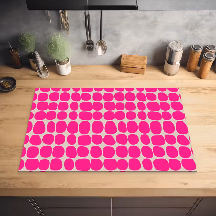 Stippen - Patroon - Roze Inductie beschermer vinyl 3mm klein 276 -sfeer5