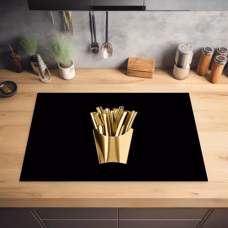 Friet - Goud - Chrome - Eten Inductie beschermer vinyl 3mm klein -sfeer5