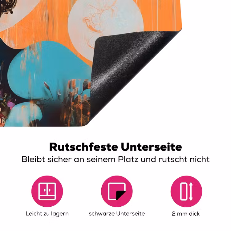 Portret - Vrouw - Abstract - Bloemen Inductie beschermer vinyl 3mm klein -zzzzzzz-lf-onderkant