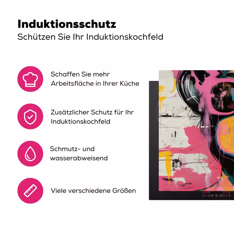 Portret - Vrouw - Abstract - Zonnebril Inductie beschermer vinyl 3mm klein -zzzzzzz-lf-ups