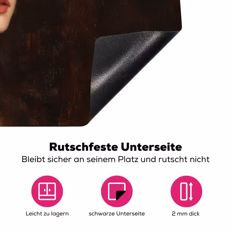 Portret - Vrouw - Bloemen Inductie beschermer vinyl 3mm klein -zzzzzzz-lf-onderkant