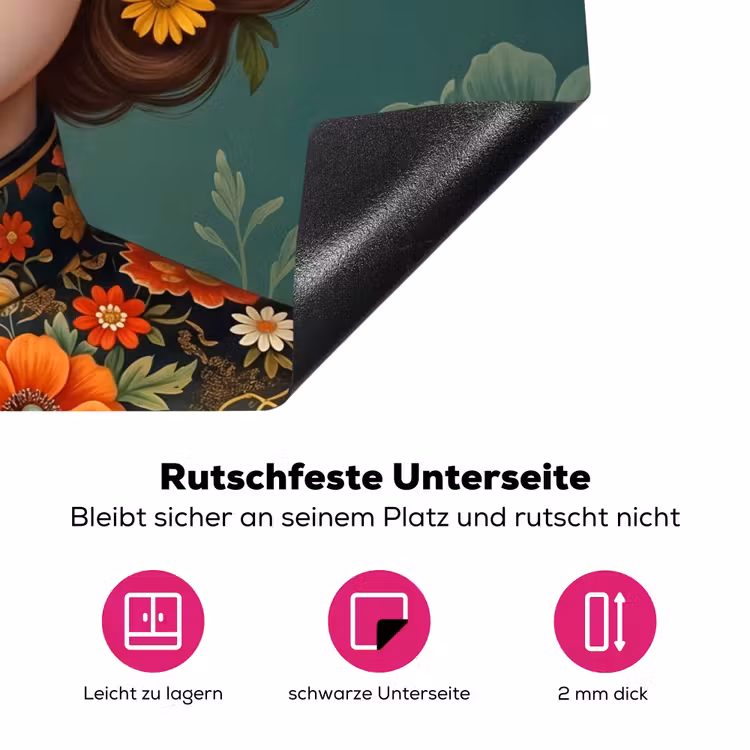 Portret - Vrouw - Kleurrijk - Expressief Inductie beschermer vinyl 3mm klein -zzzzzzz-lf-onderkant