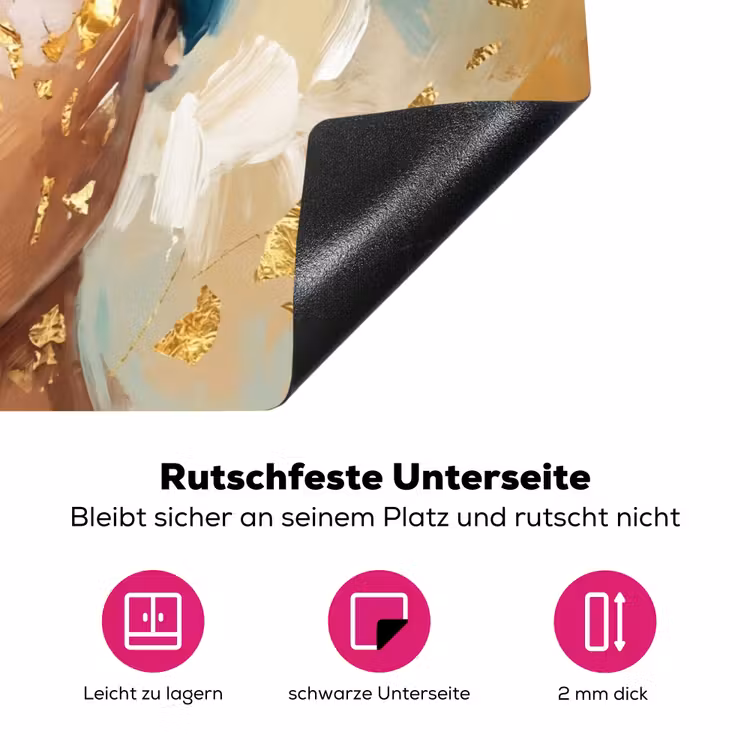 Portret - Vrouw - Schilderij - Blauw - Goud - Expressief Inductie beschermer vinyl 3mm klein -zzzzzzz-lf-onderkant