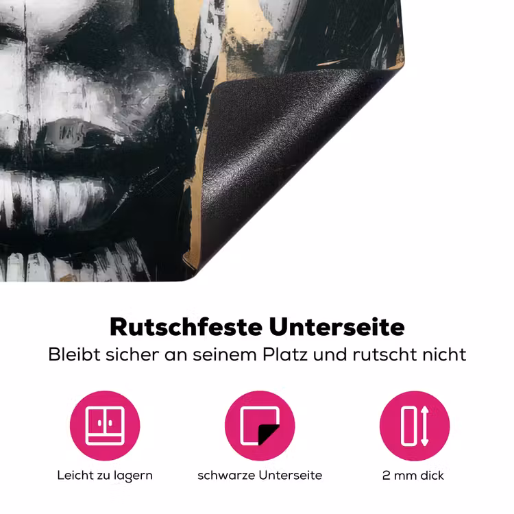 Portret - Vrouw - Penseelstreken - Goud Inductie beschermer vinyl 3mm klein -zzzzzzz-lf-onderkant