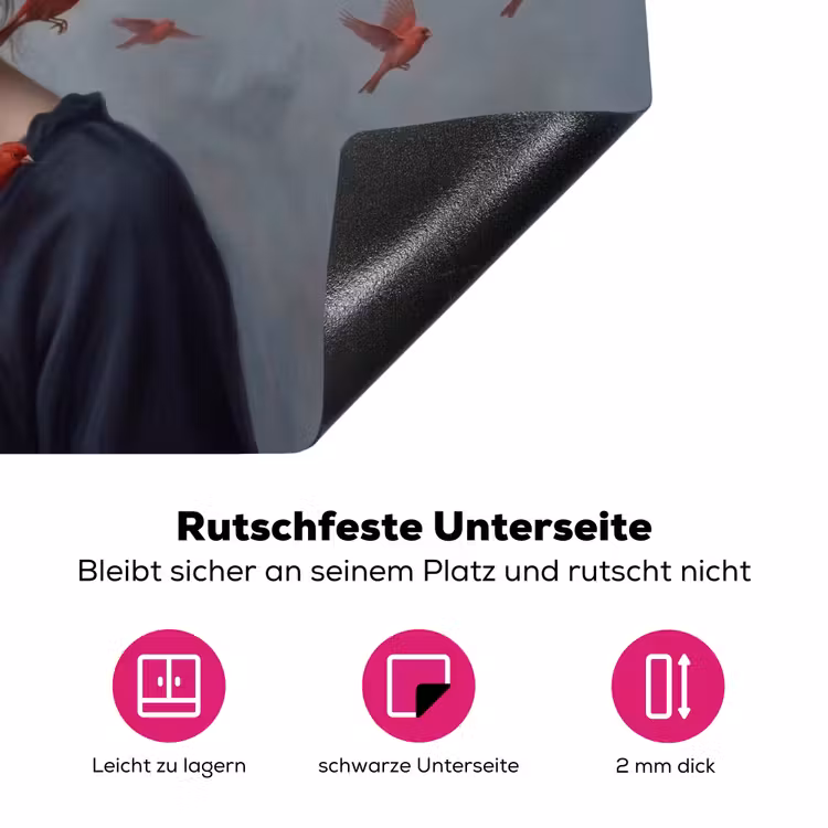Portret - Krachtig - Rood Inductie beschermer vinyl 3mm klein -zzzzzzz-lf-onderkant